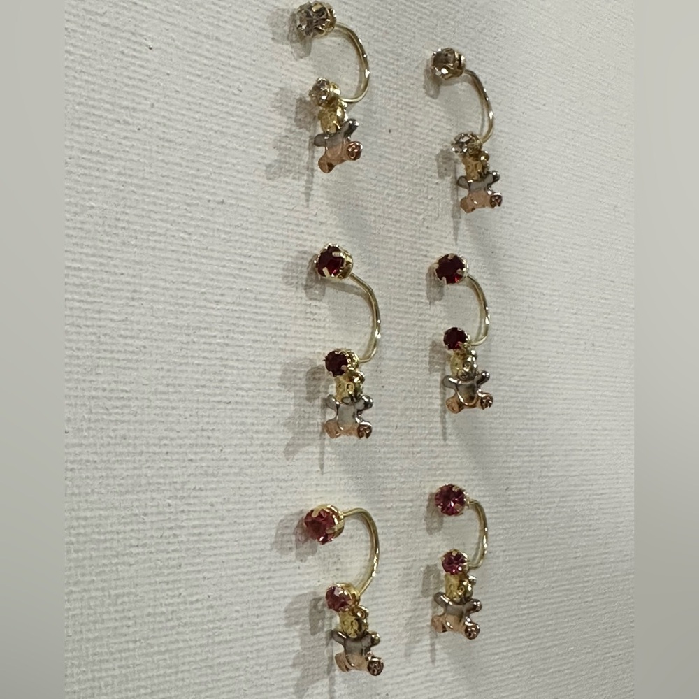 Teddy bear   U-hoop earrings . 3 Pair -pack. NIP